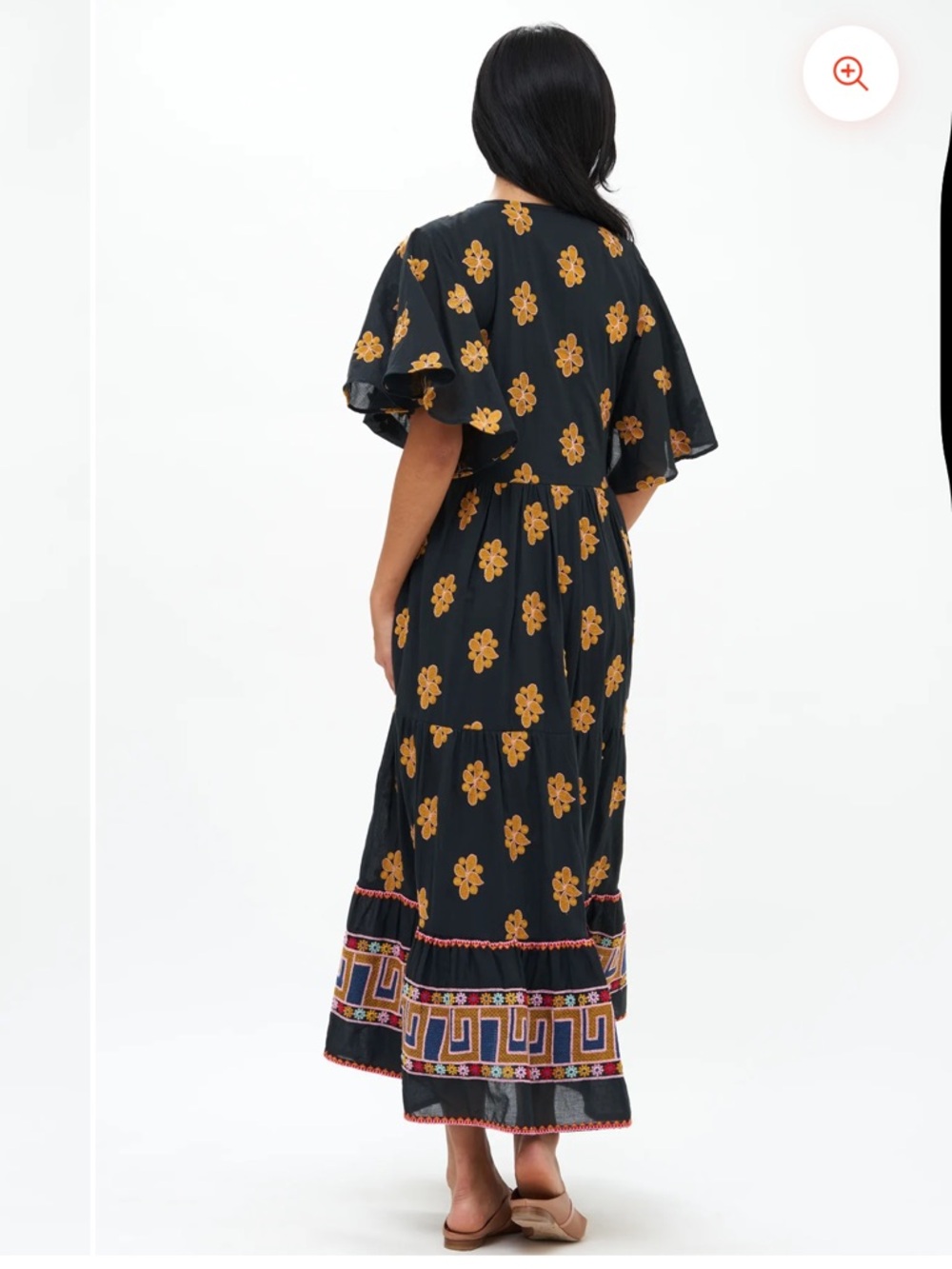 Oliphant Black Maxi Dress with Mustard Floral & Multicolor Embroidery - Picture 6 of 15